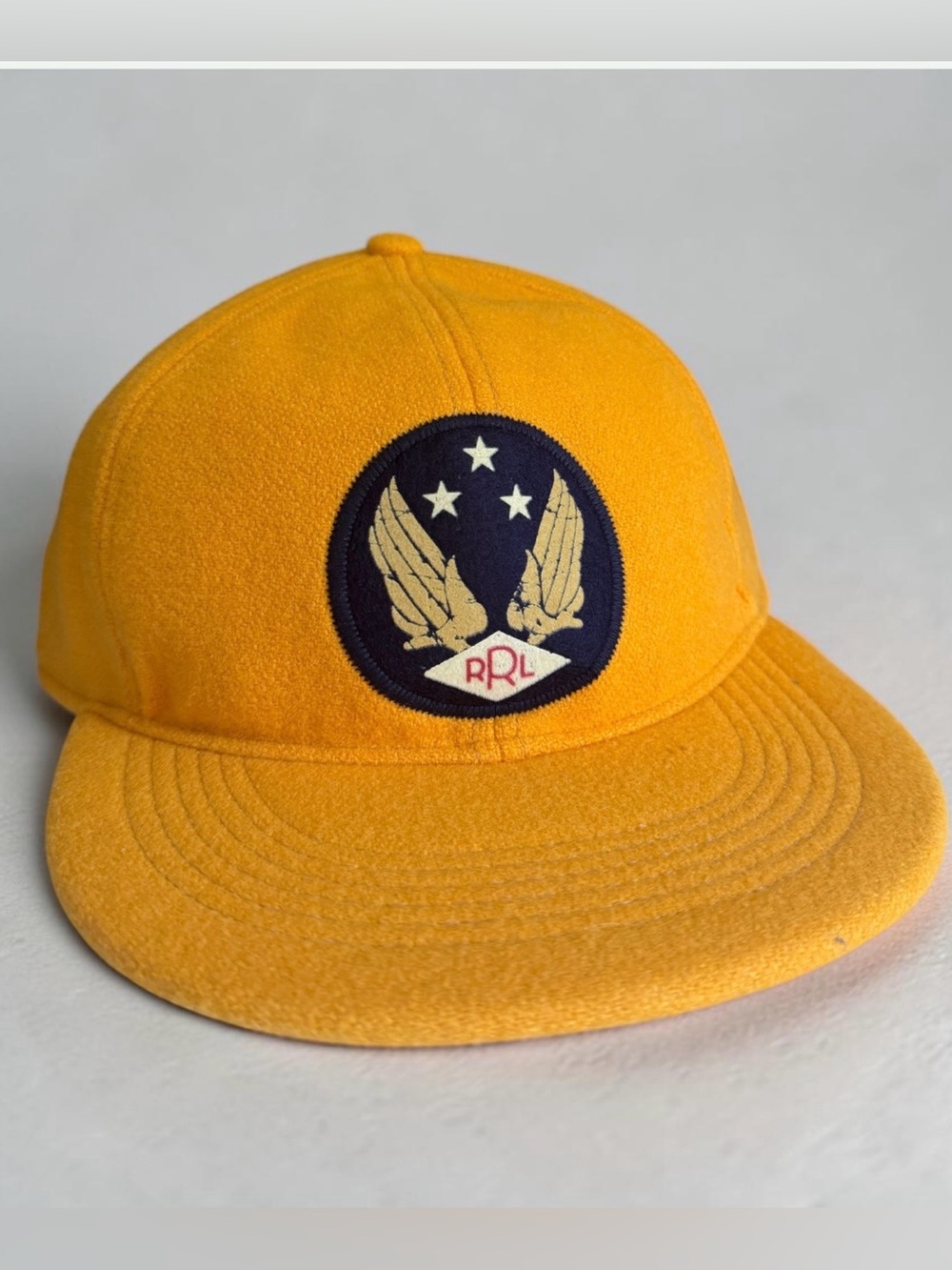 RRL Ralph Lauren Wool Blend Leather Strap Cap Hat Gold One Size OS NWT Heritage - Picture 6 of 17